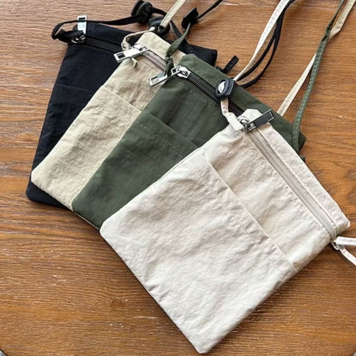 新颖超薄帆布手机包极简风斜跨零钱包单肩手机袋