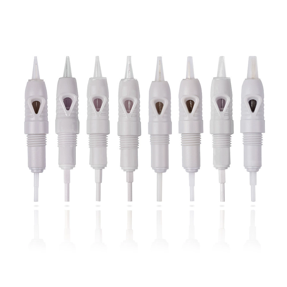 Оптовая продажа от производителя, исключительно для внешней торговли, специализированные интегрированные одноразовые иглы для татуажа и перманентного макияжа бровей, серые иглы для машинок Xia Meng с винтовым креплением.