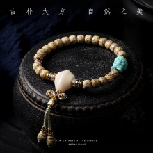复古星月菩提干磨玉石料老型珠手串藏式设计款阴皮手链民族风手饰