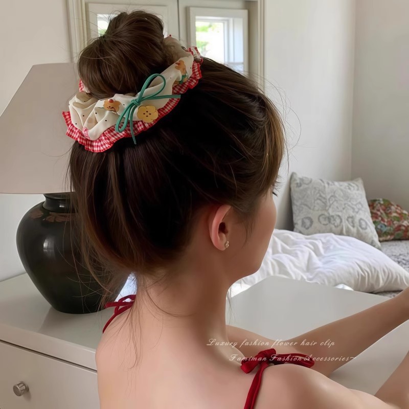 Botón borde de encaje anillo de cabello de intestino para mujeres 2025 nuevo cabello de cabello de alta resistencia cabello de banda de goma duradera