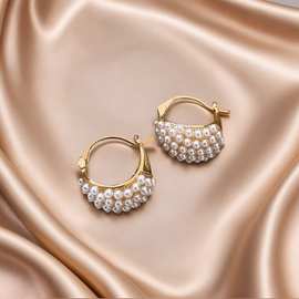 法式珍珠耳环女轻奢气质高级感耳钉设计独特2025-新款爆款耳环耳