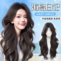 不用戴发网假发片女头顶前额无边隐形增发量蓬松高颅顶大波浪卷发