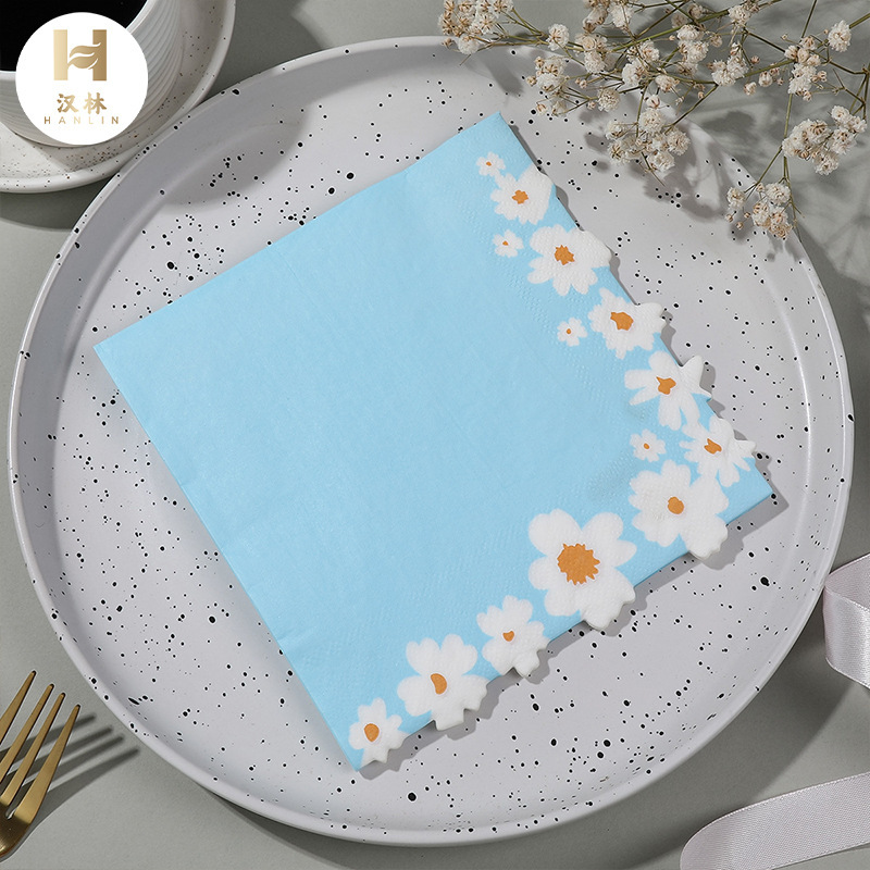 Printed Napkin Daisy Series Party Birthday Party High-class Hotel Restaurant Cross-border Disposable Tissue Printed Napkin Daisy Series Party Birthday Party High-class Hotel Restaurant Cross-border Disposable Tissue