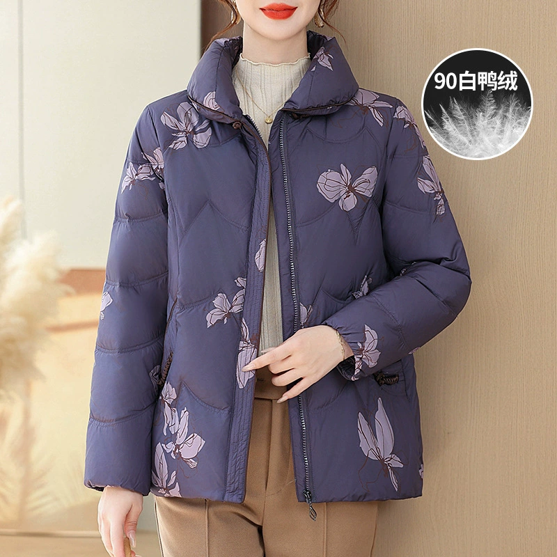 2024 мама пуховик короткий средний и пожилой пиджак хлопчатобумажная куртка на молнии