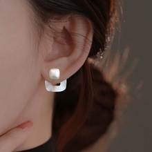 几何方形后挂镂空耳钉女个性时尚气质精致S925银针耳环高级感耳饰