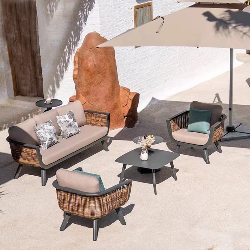 Villa sofa furniture, garden balcony hotel rattan patio outdoor furniture set, outdoor rattan courtyard leisure furniture