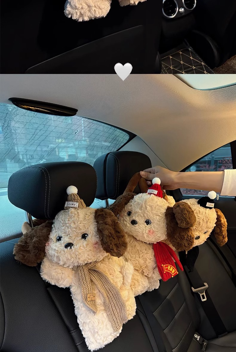Car Tissue Box Creative Cute Puppy Decoration Paper Box Car Hanging Car Tissue Bag Car Paper Box