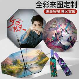 折叠遮阳雨伞定制logo来图定做可印图片彩色明星私人订制伞广告伞