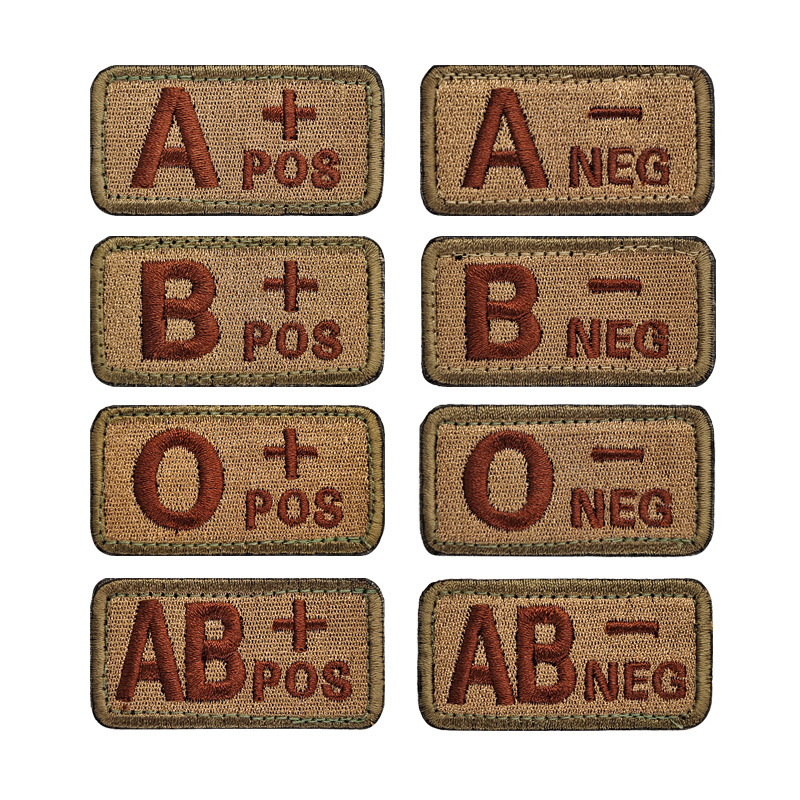 Blood Type Strip ABOPOS+Full Embroidery Cloth Patch Embroidery Velcro Blood Type Patch Clothes Outdoor Bag Accessories