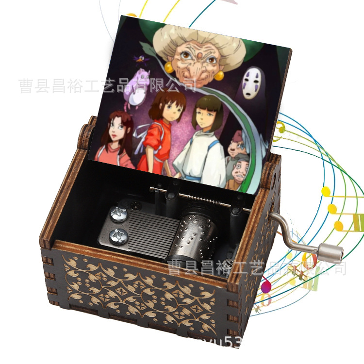 木製の手作りオルゴール創意カラープリント千と千尋のオルゴール木製の手を振ってオルゴールクロスボーダー専用です。