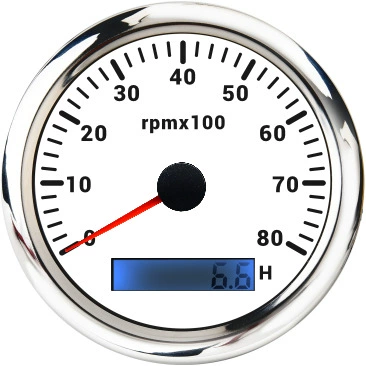 and boat engine tachometer automobile instrument - 8000rpm-silver-edge-white-base