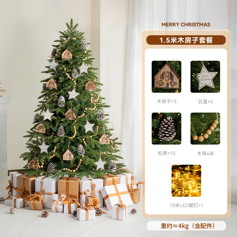 Decoración navideña para el hogar, adornos artificiales, paquete de decoración navideña con luces, modelo grande nuevo 2024