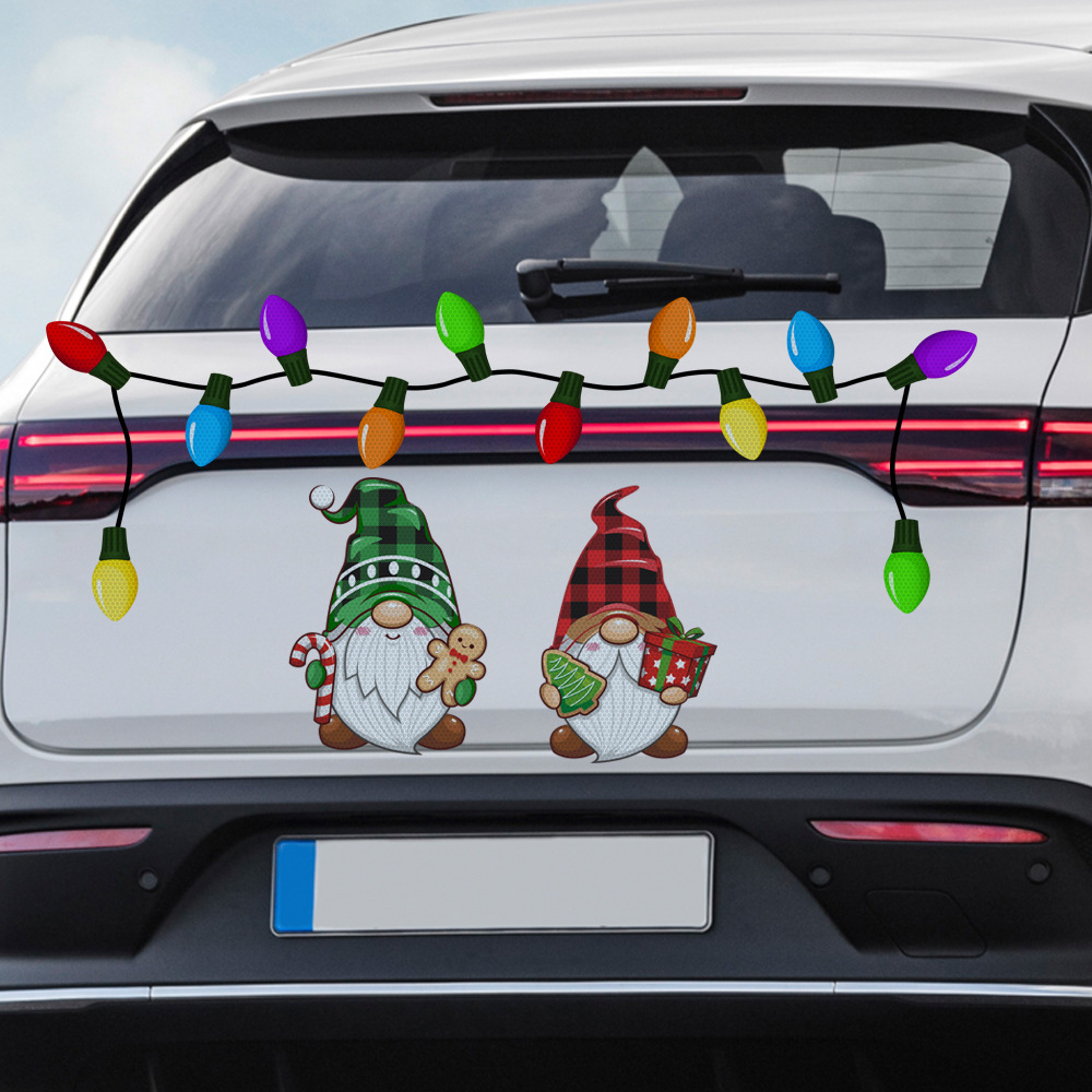 Weihnachten Glühbirne Alte Mann Schneemann Gnome Elch Auto Dekoration Magnetische Reflektierende Aufkleber display picture 1