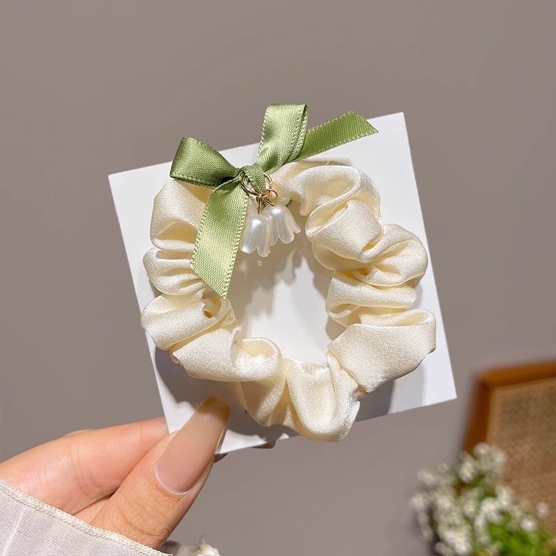 Encaje retro francés, diadema de intestino grueso, mujer 2025, nuevo estilo, cuerda para el cabello, banda de goma, lazo, dulce cuerda para el cabello, accesorios para el cabello