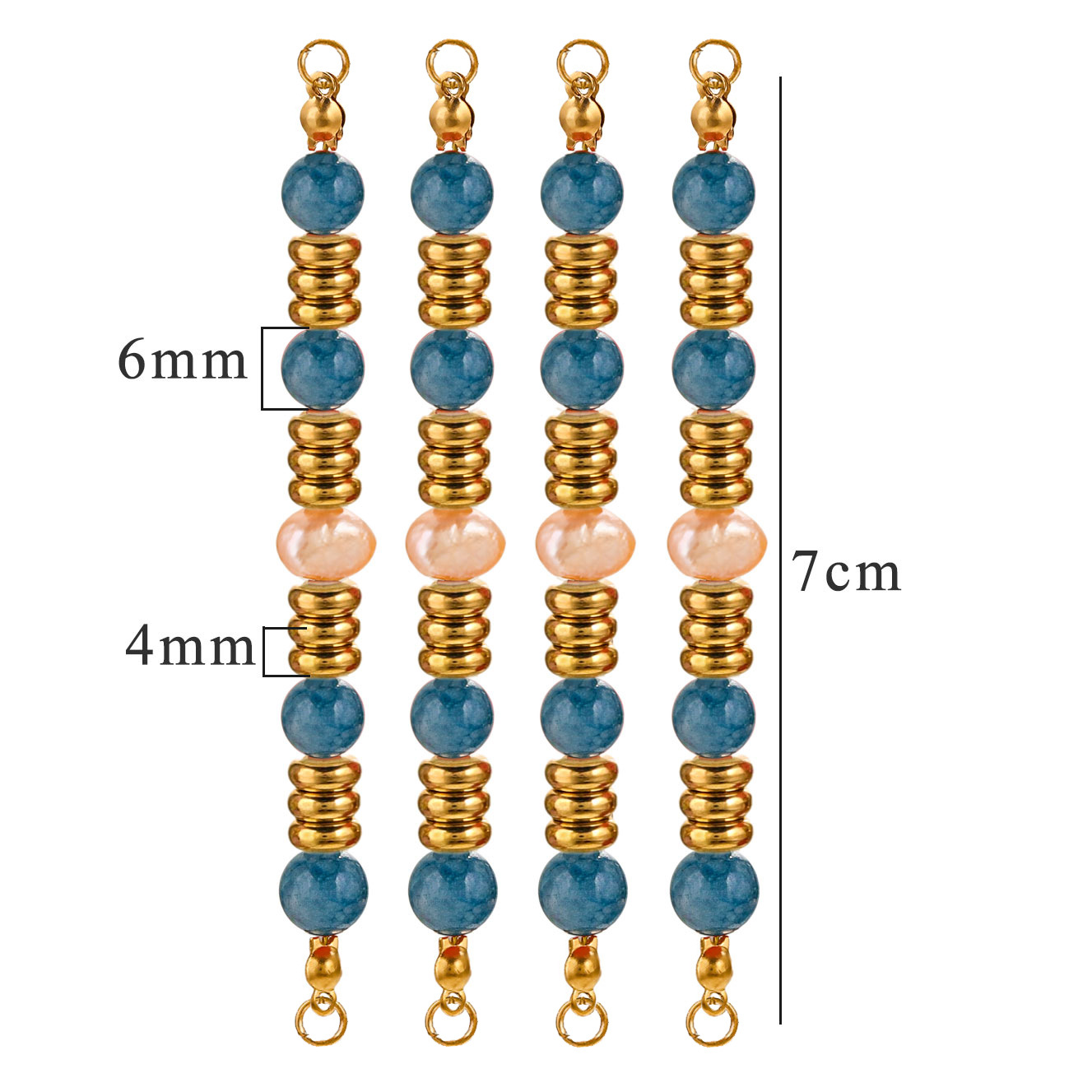 Perlas de piedra natural con cuentas de bricolaje de acero inoxidable, joyería al por mayor de color retro de nicho europeo y americano, colgante de doble orificio