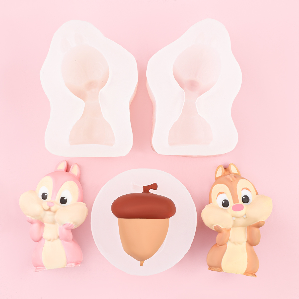 Fondant diy tema de dibujos animados ardilla pastel piñas molde de chocolate decoración molde de silicona epoxi yeso vela
