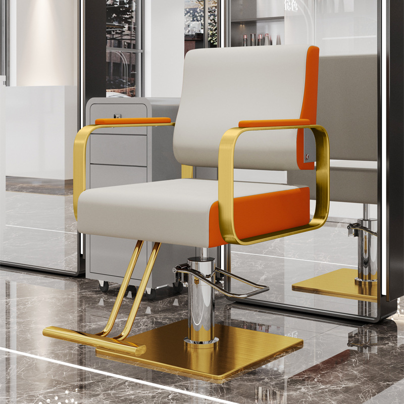 라이트 그레이와 오렌지 [심플 팔걸이, 골드 스테인리스 사각 접시, 발판 포함]