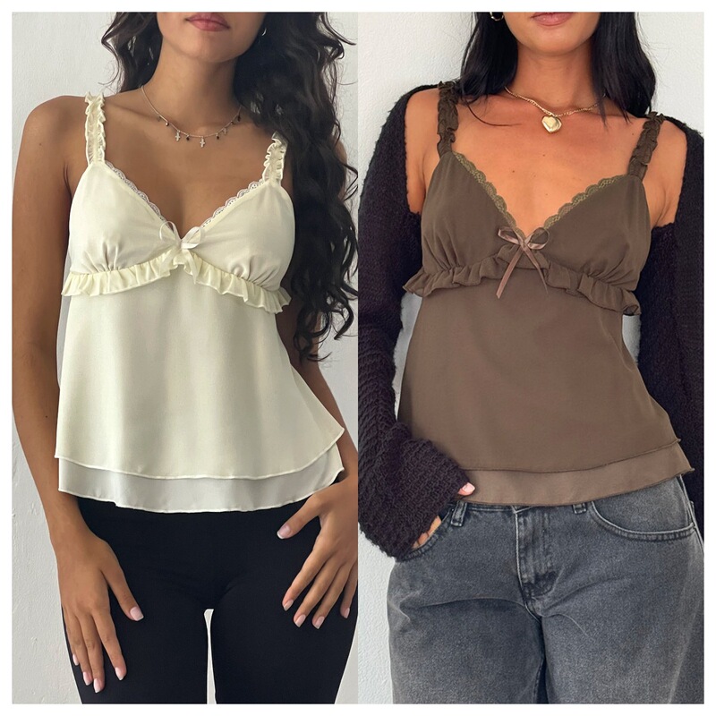 Amazon's new chiffon stitching lace pleated suspender small jacket multi-color base shirt (1129#
