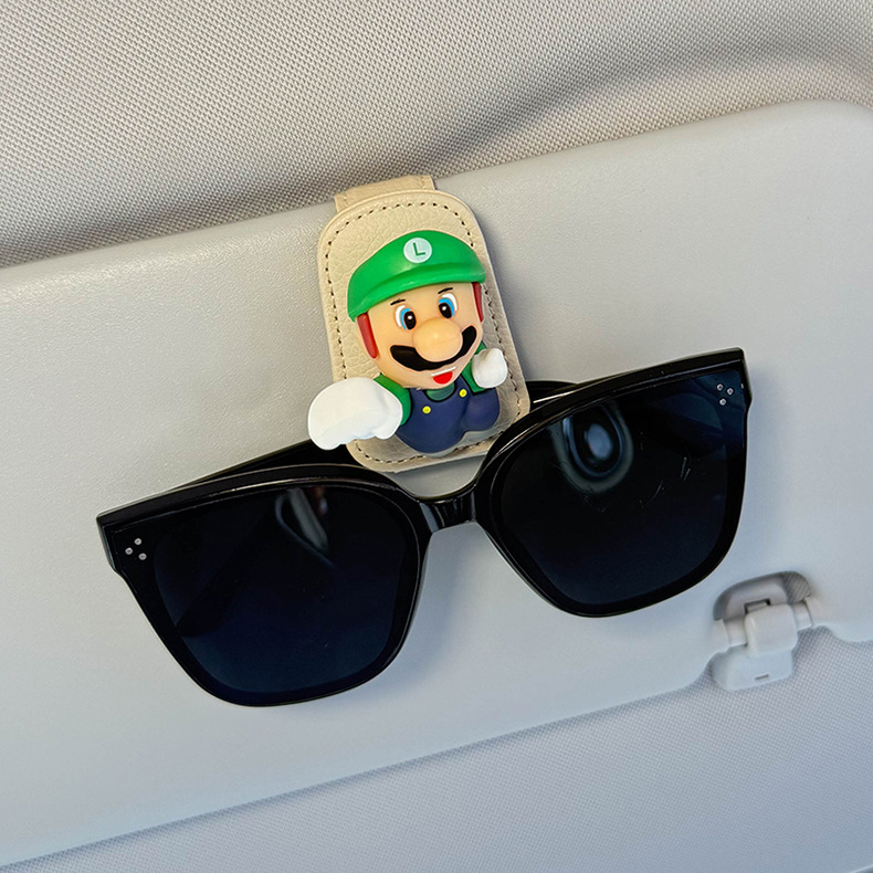 Mario Car Sunglasses Clip 2026 New Model Car Sun Visor Sunglasses Storage Car Sunglasses Holder for Women