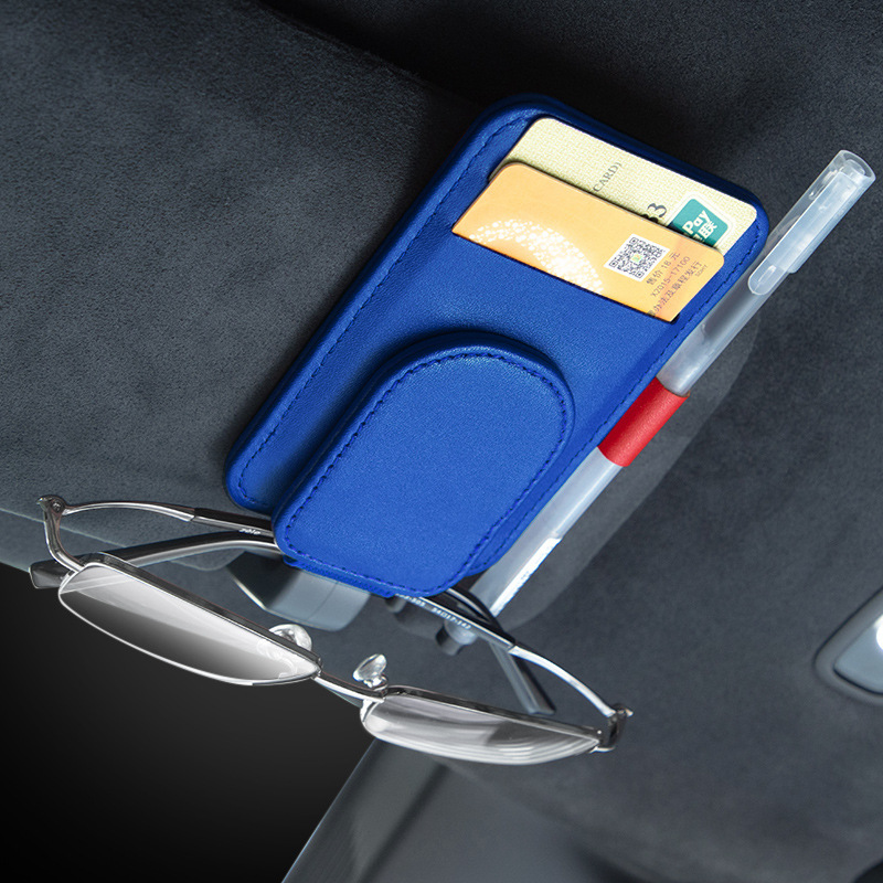 Car-Mounted Multifunctional Glasses and Ticket Holder, Practical High-End Round Eyeglass Clip, Multifunctional Accessory, Stylish