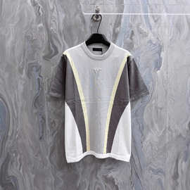 原标高版本驴家   夏季新款胸前字母压印拼色棉质针织短袖T恤男女