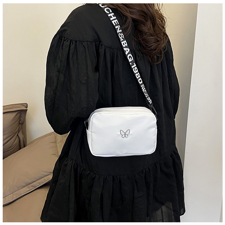 wholesale elegant butterfly simple small bag women's nylon cloth wide shoulder strap underarm bag casual shoulder solid color crossbody bag undefined