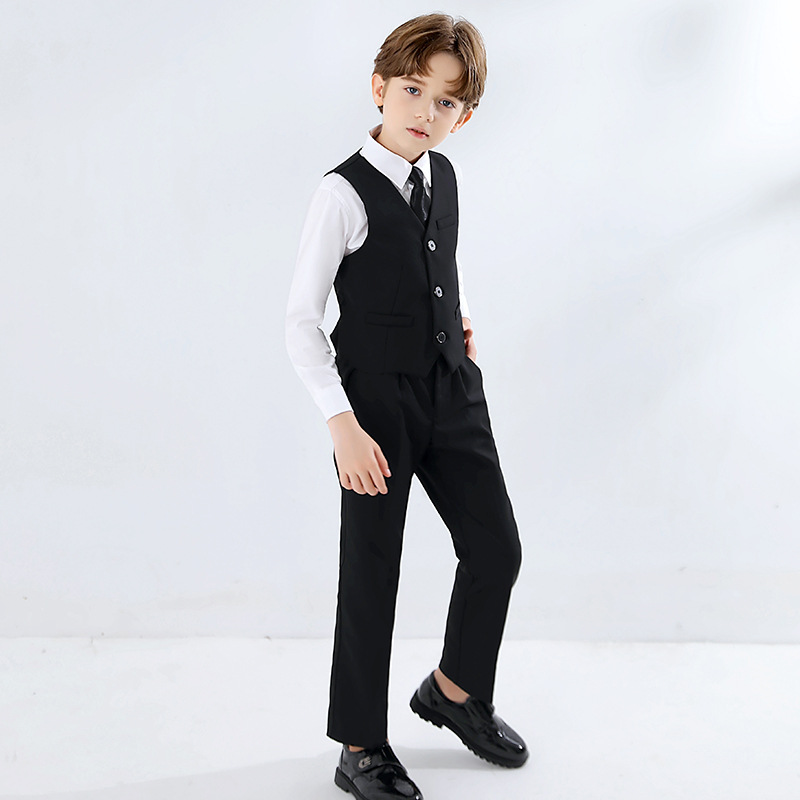 Vestido de los niños niño niña de las flores chaleco traje de piano traje de rendimiento traje de niño pequeño traje de otoño nuevo