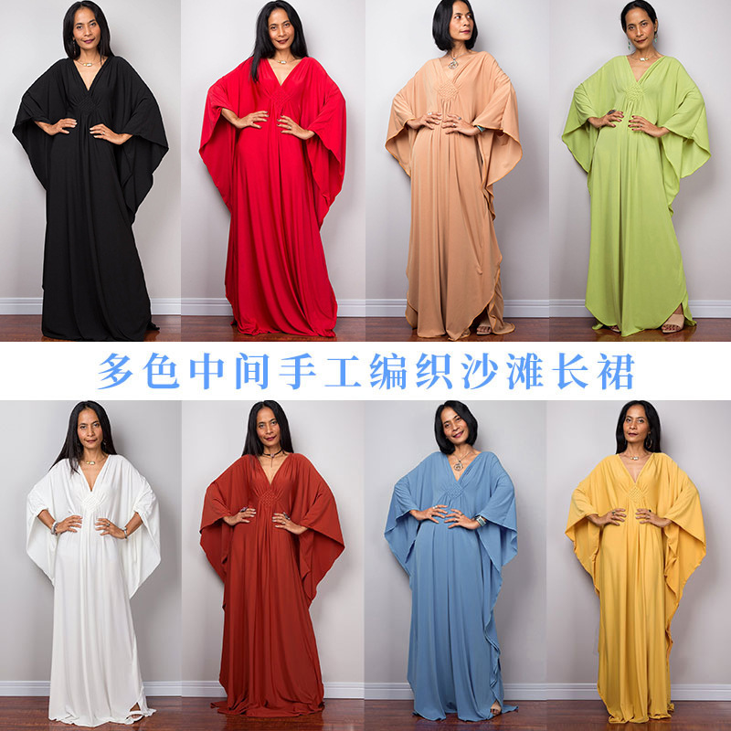 European and American New Arrival Middle Handmade Long Skirt Beach Blouse Holiday Robe Bikini Swimsuit Exterior Blouse Sun Protection Shirt