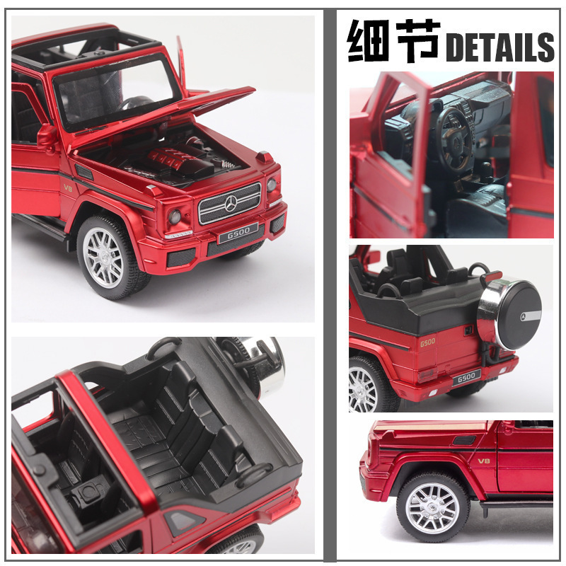 Tianiing aleación modelo de coche 1:32 Big Ben G500 convertible off-road vehículo Puerta de sonido y luz Tire hacia atrás modelo de coche de juguete Decoración