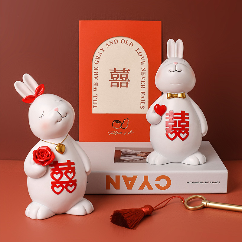 Beihanmei Chinese Style Couple Rabbit Wedding Gift Box Companion Gift Soft Furnishing Home Decoration Ornaments Dropshipping