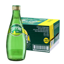 批发休闲零食 法国perrier巴黎水柠檬矿泉水330ml*24瓶 /箱整箱批