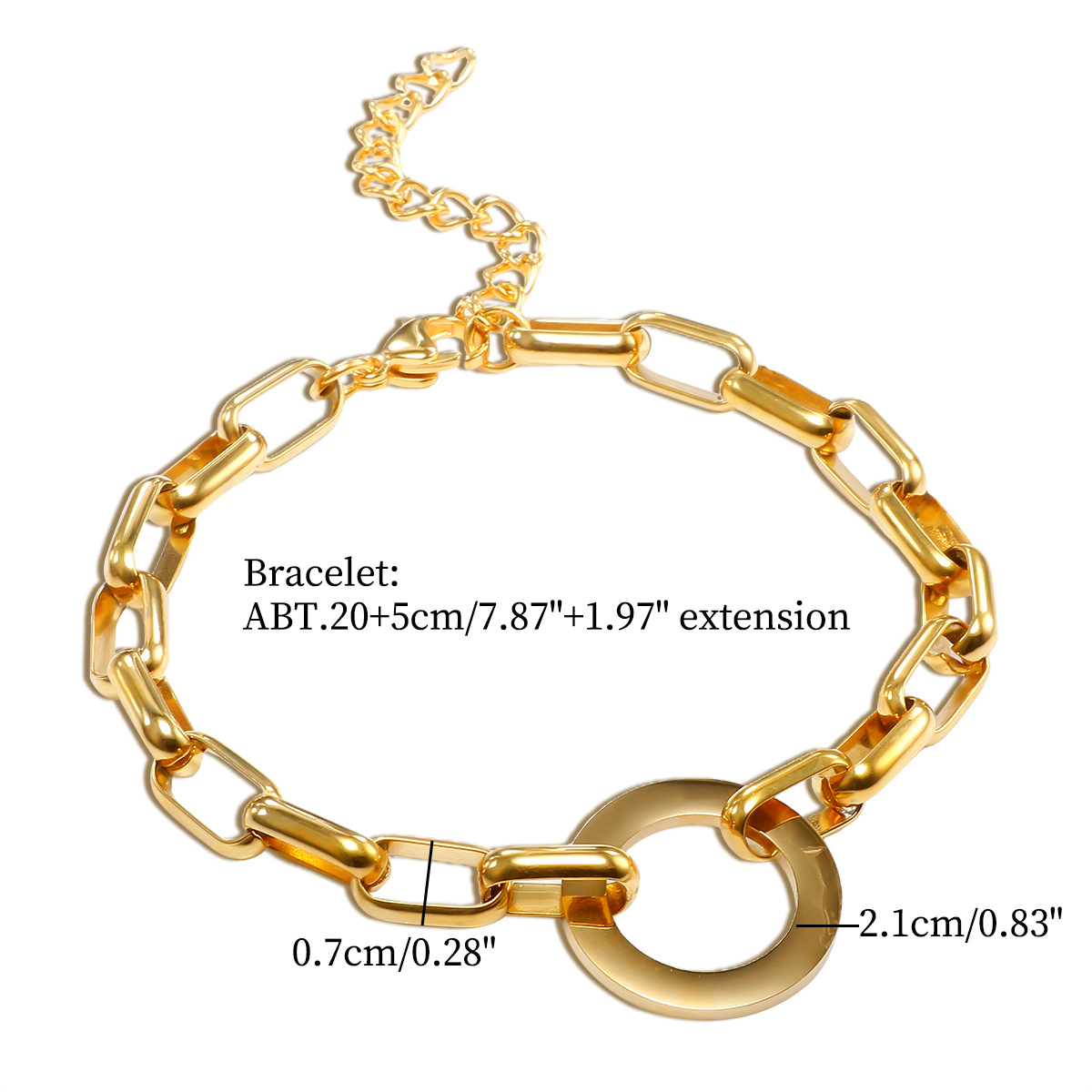 14g Weight 18K Gold Plated Plating Material Bracelets Classification 304 Stainless Steel Chain Material Paperclip Chain Chain Type Simple Style Geometric 304 Stainless Steel 18K Gold Plated Paperclip Chain Bracelets In Bulk