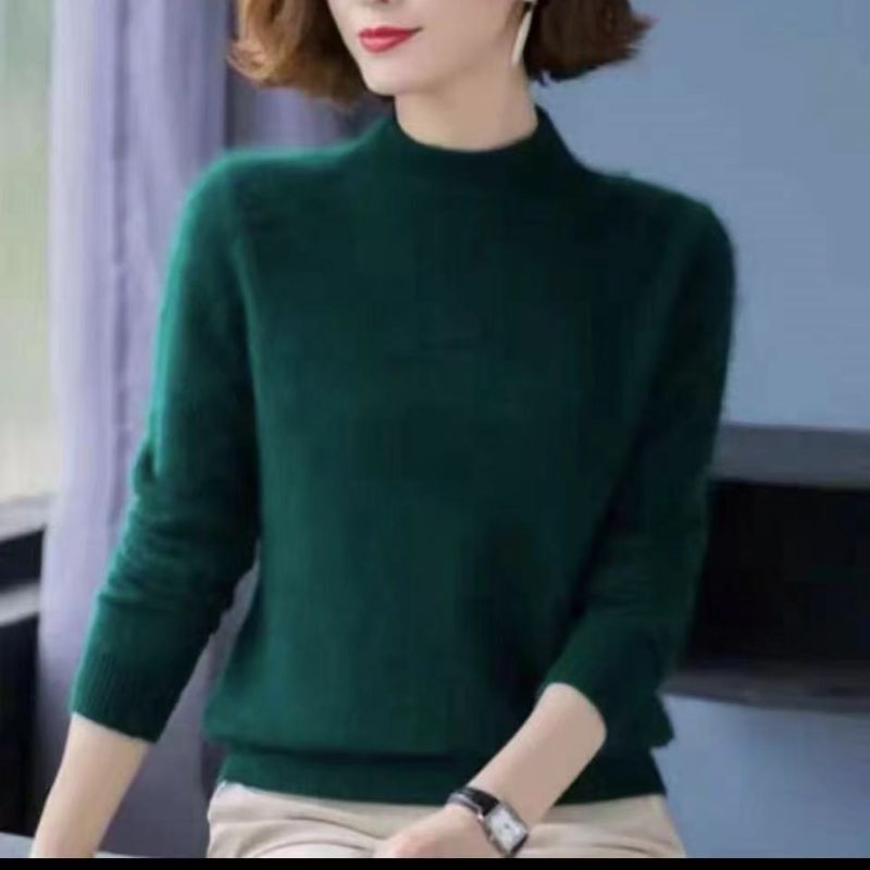 2025 Winter Half Turtle Collar Mink Velvet Women's Sweater New Autumn and Winter Loose One-Piece Thickened Bottoming Sweater