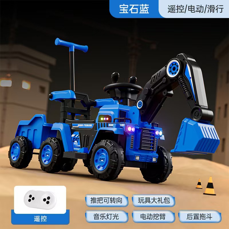 Nueva excavadora eléctrica de gran tamaño para niños excavadora para niños niños y niñas coche de ingeniería de control remoto coche de juguete de carga