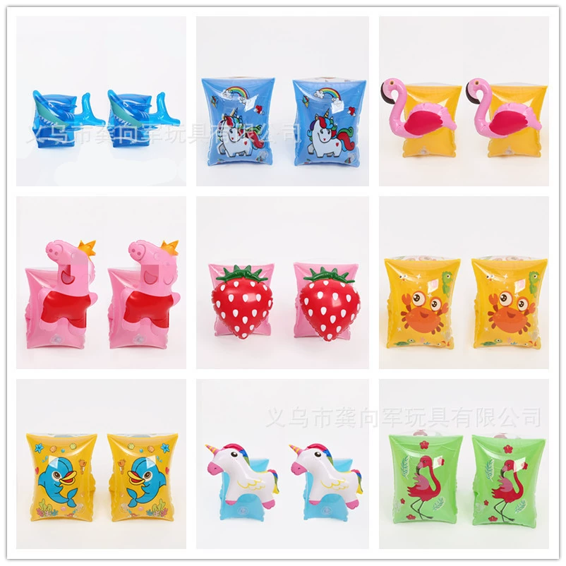 Большое количество оптовых детских водных нарукавников из ПВХ с мультяшными рисунками животных, нарукавники для обучения плаванию малышей