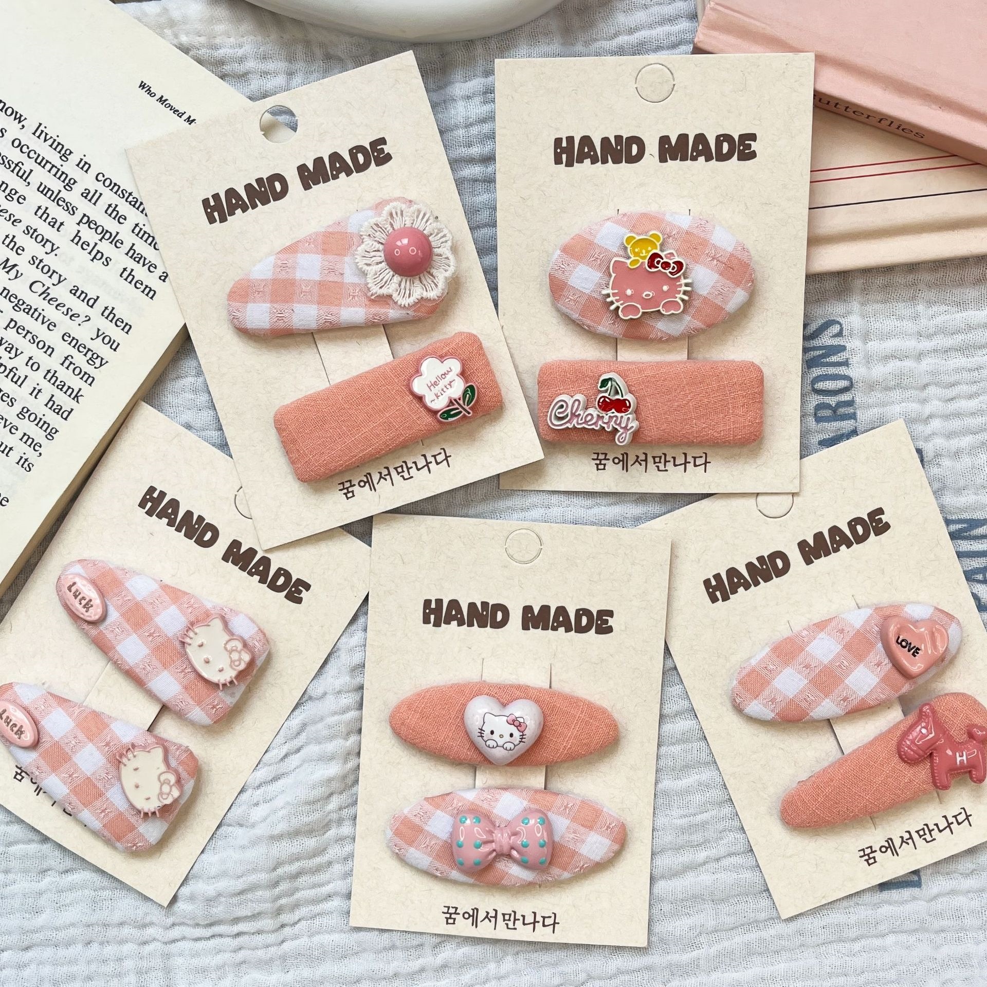 Dulces pinzas de pelo rosa, corazón de niña, dibujos animados, bichos de oso, pinzas de boca de pato, pinzas laterales de amor, nuevos pinzas de pelo infantil