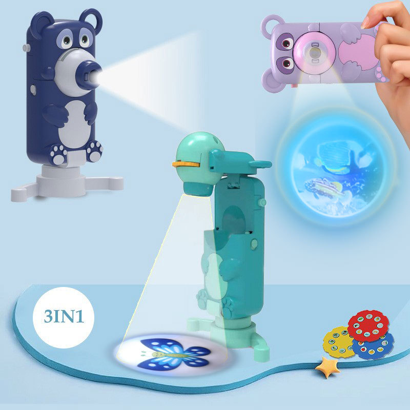 Educación temprana de los niños animal Cámara proyección dinosaurio juguete linterna escritorio pintura proyector aprendizaje lámpara Mesa