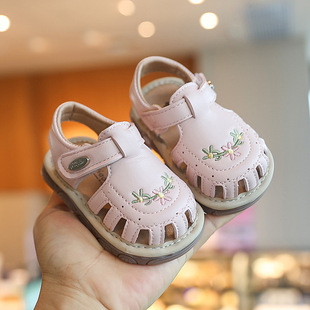 Summer New Baby Toddler Shoes, Screaming Sandals, Soft-Soled Baby Shoes, Princess 0-2 Year Old Girls' Toe-Cap Shoes