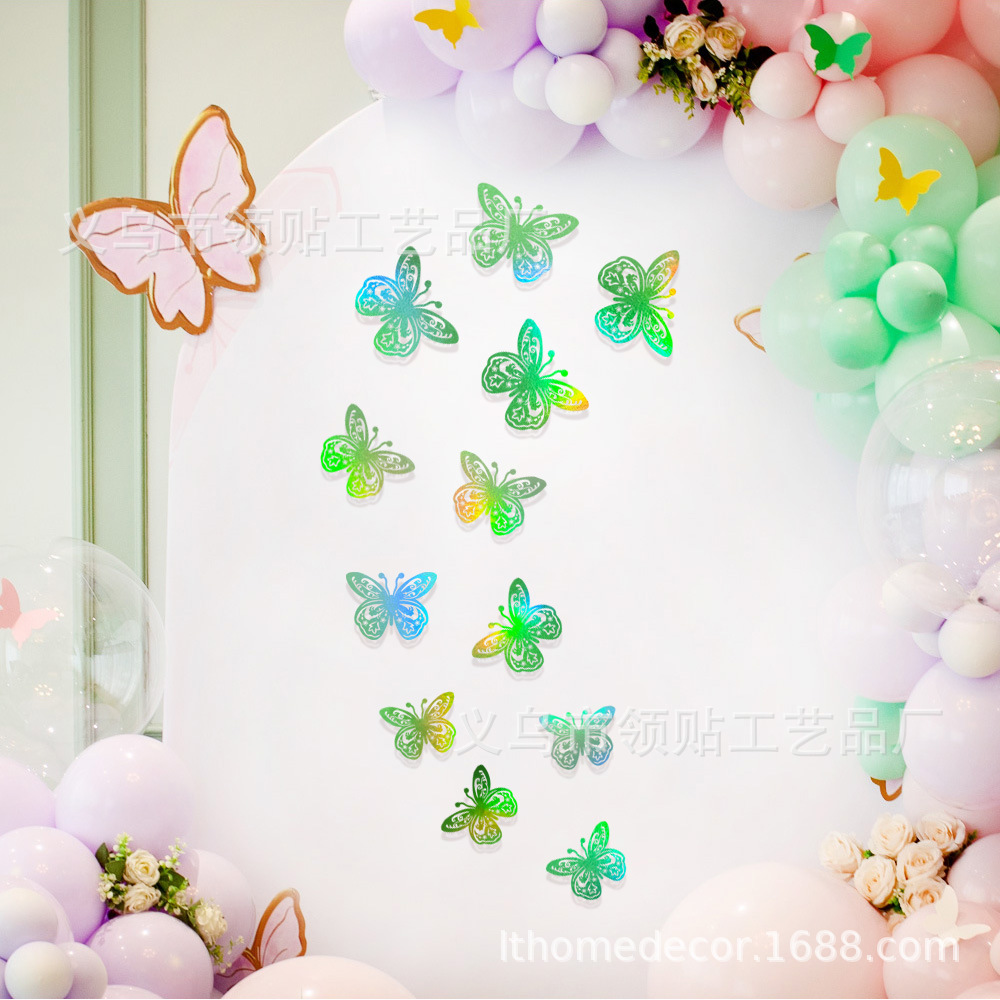 LTHD024 papel hueco mariposa tridimensional mariposa aniversario decoración decorativa decoración de fiesta de cumpleaños