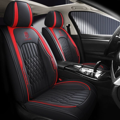 Cross-border Amazon full leather car cushion 3D three-dimensional all-inclusive universal cushion (Universal seat cover) - red-single-seat-full-leather