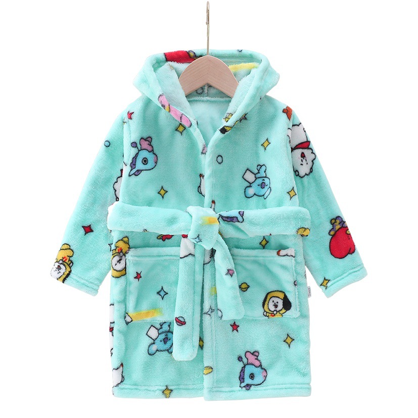 Albornoz DE LOS NIÑOS pijamas invierno franela engrosada alargado camisón homewear los con capucha coral fleece homewear