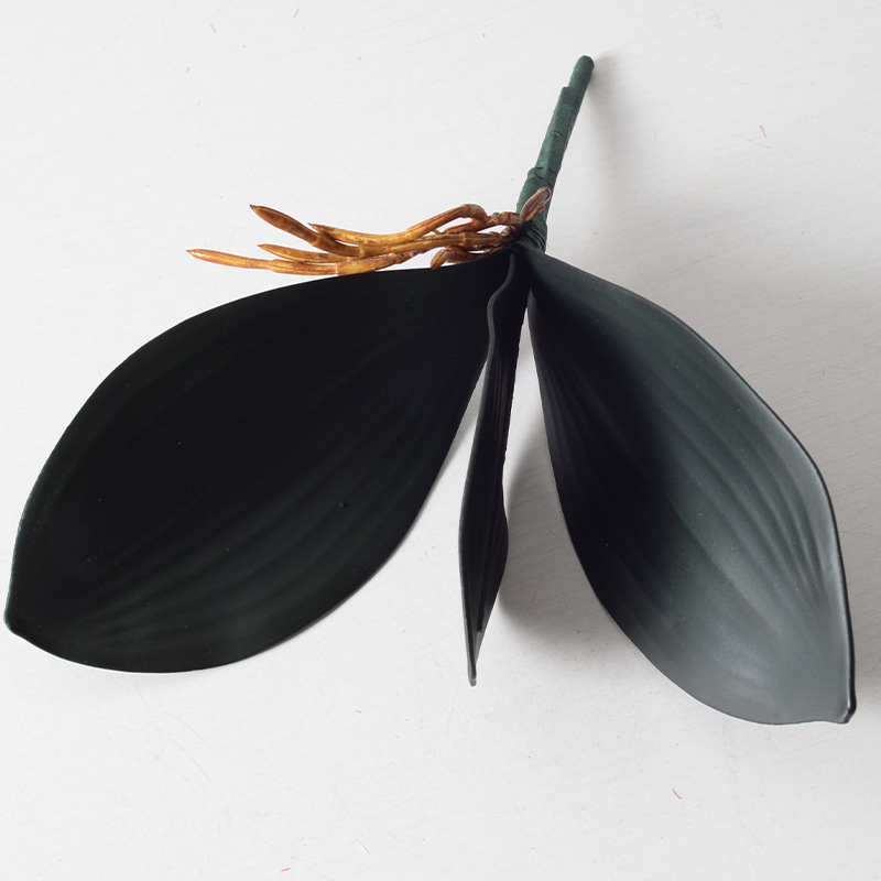 Simulación de hojas de orquídea de mariposa pu sensación de mano EVA goma suave de hoja de orquídea accesorios de arreglos de flores DIY imitación de plantas verdes al por mayor