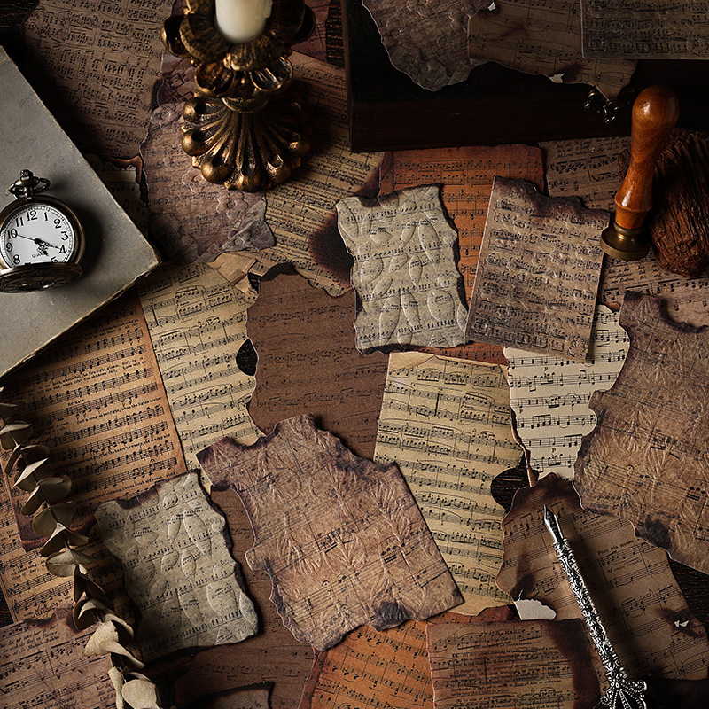 Brasas retro, sensación de combustión de forma especial, papel de material no pegajoso, cuentas de mano retro transfronterizas, papel de relieve tridimensional para el paisaje