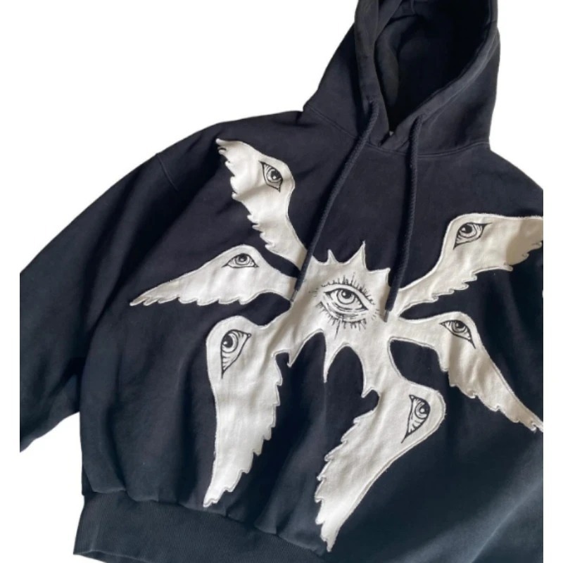 Men's Hoodie Y2k Gothic Angel Print Oversized Pullover Streetwear_voghion.com