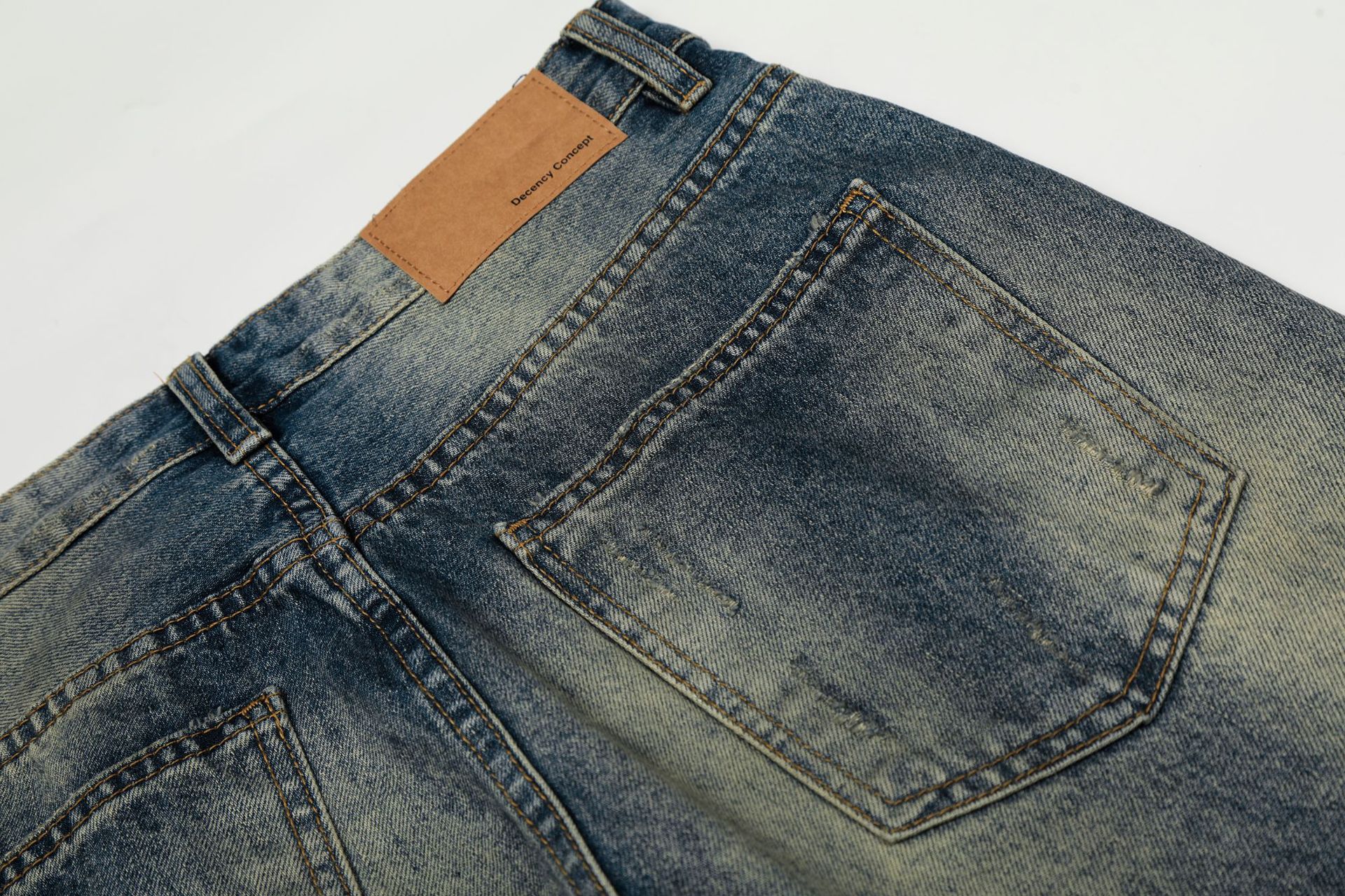 Jean en denim bleu délavé rétro de qualité supérieure, coupe ample, style urbain, pour hommes et femmes_voghion.com