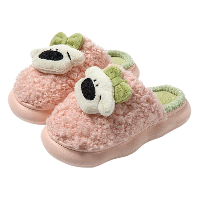 Кошка и кошка бант ins плюшевые теплые хлопчатобумажные тапочки женские зимние комнатные домашние толстые подошвы пары лапок