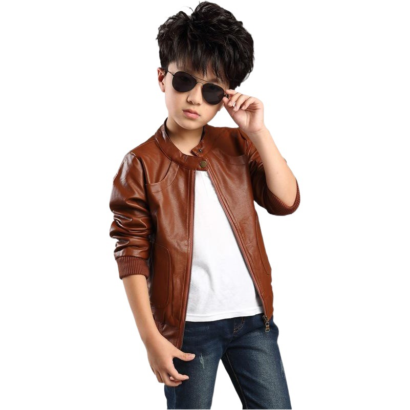 Ropa para niños primavera para niños 2022 nueva chaqueta de cuero entrega de una pieza suministro directo de fábrica abrigo de cuero para niños medianos y grandes