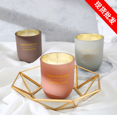 Manufacturers supply manual Soybean candle Retro Cylindrical Glass smokeless Aromatherapy candle Gift box goods in stock wholesale