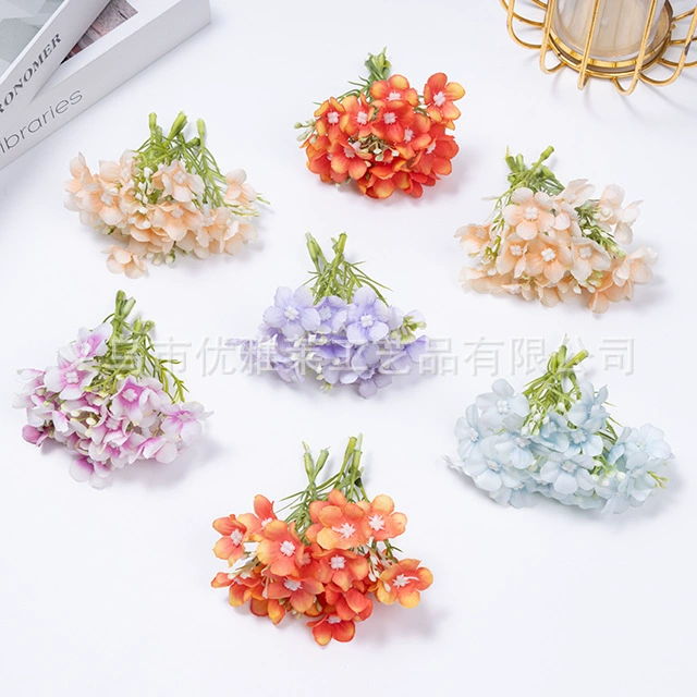 Имитированные цветочные бутончики, разноцветные искусственные цветочные аксессуары в виде гортензии, материалы для рукоделия, головные уборы из шелковых цветов, свадебные аксессуары для отелей.