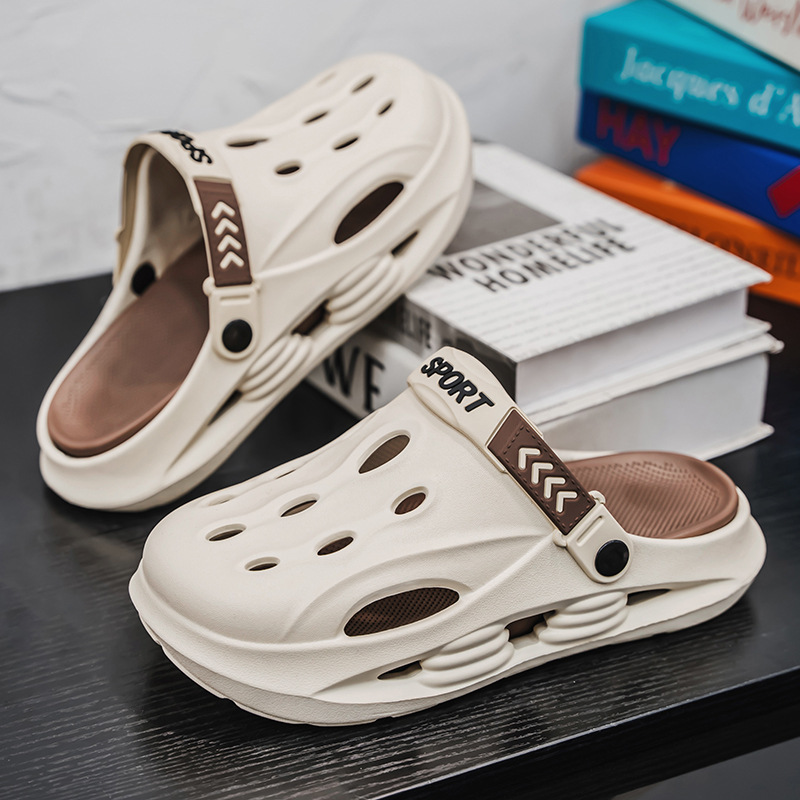 Sandals for Men, Summer Men's Sports Sandals, Lightweight, Non-Slip, Breathable, Soft-Soled, Hollow Hole Shoes, Men's Kitchen Chef Shoes
